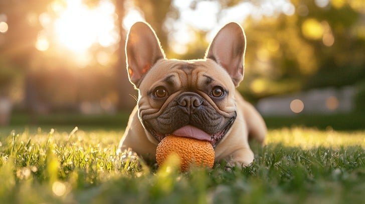 frenchie playing outside stockcake